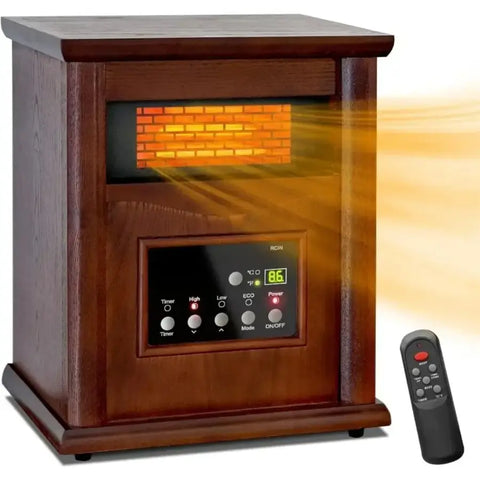 Airo Comfort Electric Infrared Space Heater, Quartz Heater for Indoor Use, Tip-Over & Overheat Protection with Remote Control