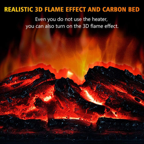 Airo Comfort Electric Fireplace Heater, Portable Wood Fireplace Stove with 3D Realistic Dancing Flame Effect