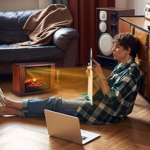 Airo Comfort Electric Fireplace Heater, Portable Wood Fireplace Stove with 3D Realistic Dancing Flame Effect