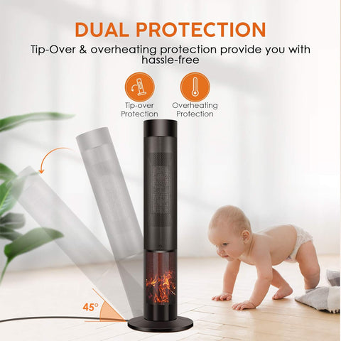 Airo Comfort Electric Space Heater for Large Room - 36" Ceramic Tower Space Heater for Room Heating w/Thermostat