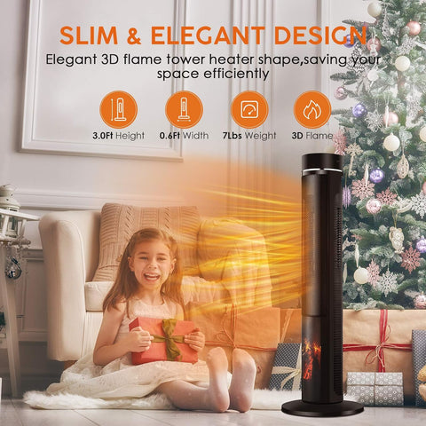 Airo Comfort Electric Space Heater for Large Room - 36" Ceramic Tower Space Heater for Room Heating w/Thermostat
