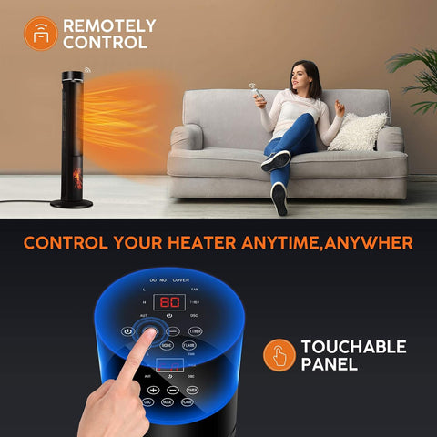 Airo Comfort Electric Space Heater for Large Room - 36" Ceramic Tower Space Heater for Room Heating w/Thermostat