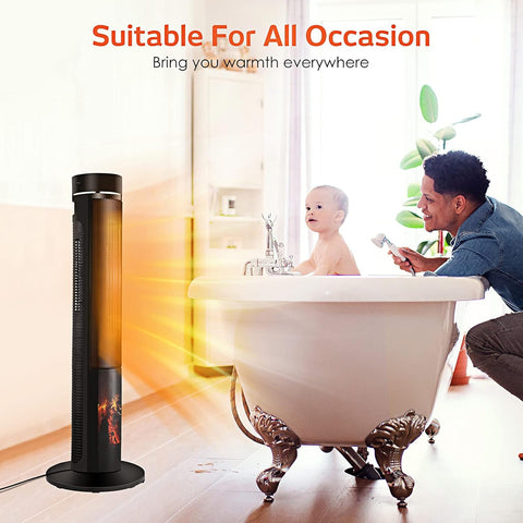 Airo Comfort Electric Space Heater for Large Room - 36" Ceramic Tower Space Heater for Room Heating w/Thermostat