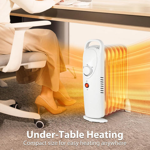 Airo Comfort Oil Filled Heater, 700W Portable Radiant Space Heater with Adjustable Thermostat