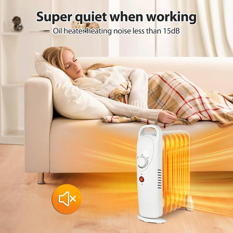 Airo Comfort Oil Filled Heater, 700W Portable Radiant Space Heater with Adjustable Thermostat