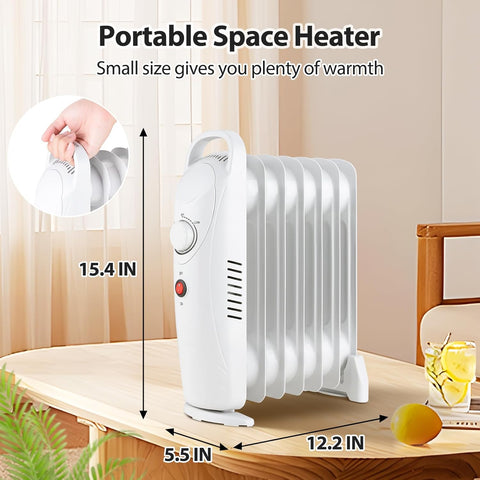 Airo Comfort Oil Filled Heater, 700W Portable Radiant Space Heater with Adjustable Thermostat