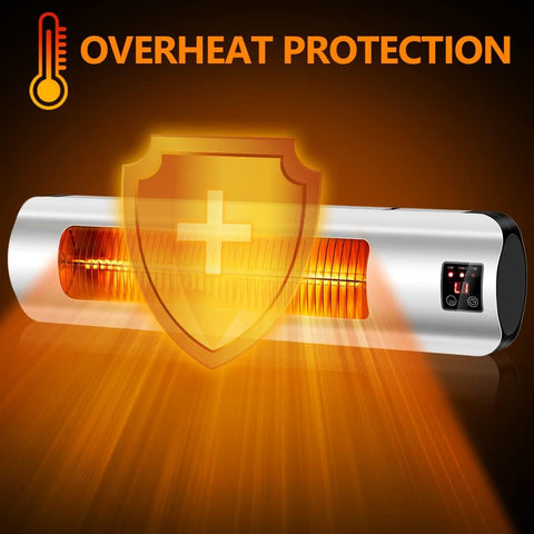 Airo Comfort Electric Patio Heater, 1500W Wall Mount Outdoor Heater With Carbon Tube Heating