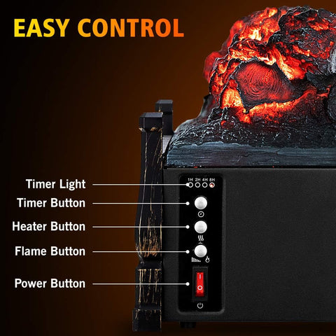 Airo Comfort Electric Fireplace Log Heater, 21 Inch Fireplace Insert w/Remote Control