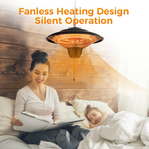 Airo Comfort Outdoor Patio Heater, 1500W Electric Hanging Patio Heater, Ceiling Mounted Heater for Balcony