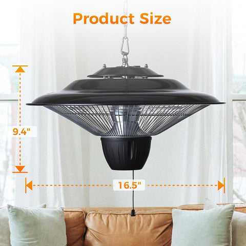 Airo Comfort Outdoor Patio Heater, 1500W Electric Hanging Patio Heater, Ceiling Mounted Heater for Balcony