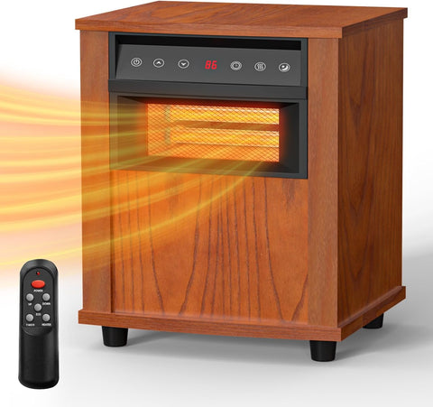 Airo Comfort 1500W Electric Infrared Space Heater, Quartz Heater for Indoor Use, Tip-Over & Overheat Protection with Remote Control