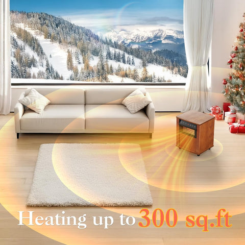 Airo Comfort 1500W Electric Infrared Space Heater, Quartz Heater for Indoor Use, Tip-Over & Overheat Protection with Remote Control