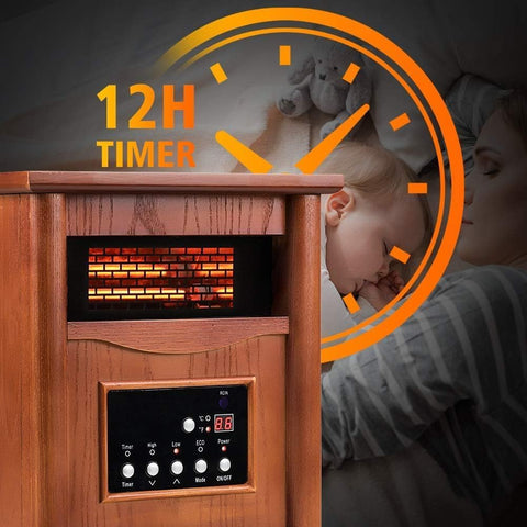 Airo Comfort Electric Infrared Space Heater, Quartz Heater for Indoor Use, Tip-Over & Overheat Protection with Remote Control