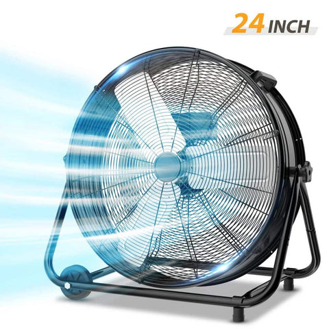 Lifeplus Industrial Fan 24 in. Heavy-Duty Drum 3-Speed 9640 CFM, Orange