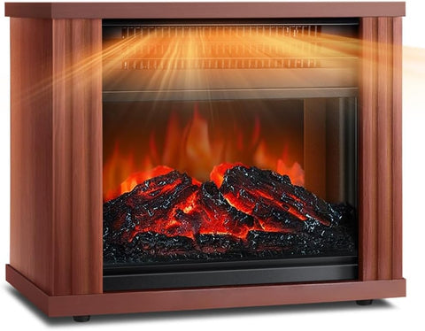 Airo Comfort Electric Fireplace Heater, Portable Wood Fireplace Stove with 3D Realistic Dancing Flame Effect