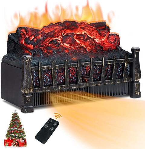 Airo Comfort Electric Fireplace Log Heater, 21 Inch Fireplace Insert w/Remote Control