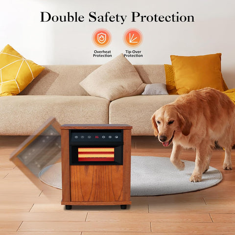 Airo Comfort 1500W Electric Infrared Space Heater, Quartz Heater for Indoor Use, Tip-Over & Overheat Protection with Remote Control