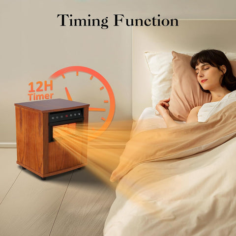 Airo Comfort 1500W Electric Infrared Space Heater, Quartz Heater for Indoor Use, Tip-Over & Overheat Protection with Remote Control