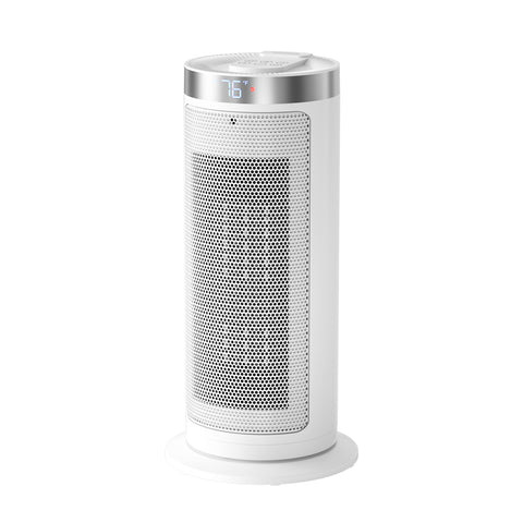 Airo Comfort 1500W 15-Inch Oscillating Ceramic Space Heater, White – angled front view