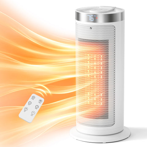 Airo Comfort 1500W 15-Inch Oscillating Ceramic Space Heater, White – warm heat output with remote control