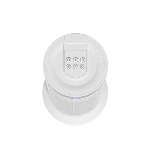Airo Comfort 1500W 15-Inch Oscillating Ceramic Space Heater, White – top view of touch controls