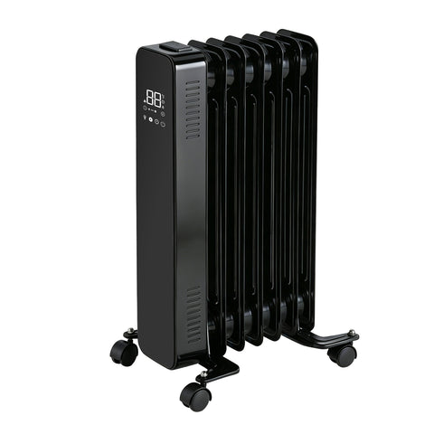 Airo Comfort 1500W 23-Inch 7-Fin Oil-Filled Radiator Space Heater, Black – rear angled view