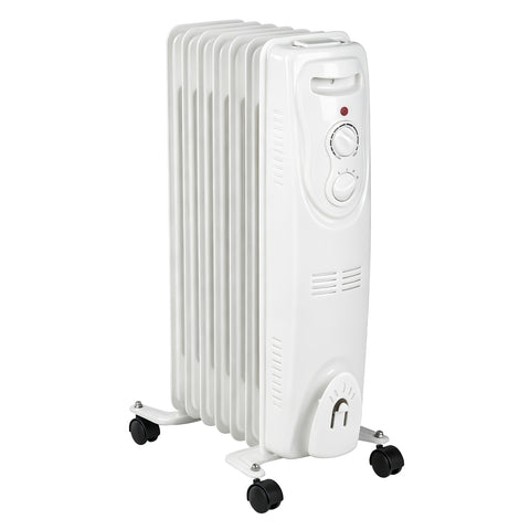 Airo Comfort 1500W 25-Inch 7-Fin Oil-Filled Radiator Space Heater, White – angled side view