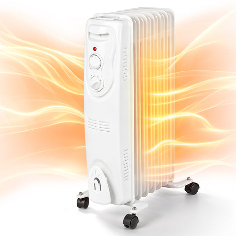 Airo Comfort 1500W 25-Inch 7-Fin Oil-Filled Radiator Space Heater, White – radiant heat output
