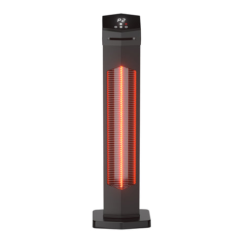 Airo Comfort 1500W 36-Inch Indoor/Outdoor Infrared Tower Space Heater, Black – angled front view