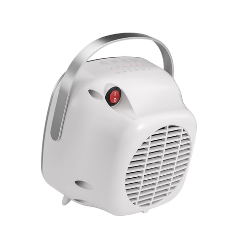 Airo Comfort 1500W 8-Inch Compact Ceramic Space Heater, White – rear view with power switch and air intake